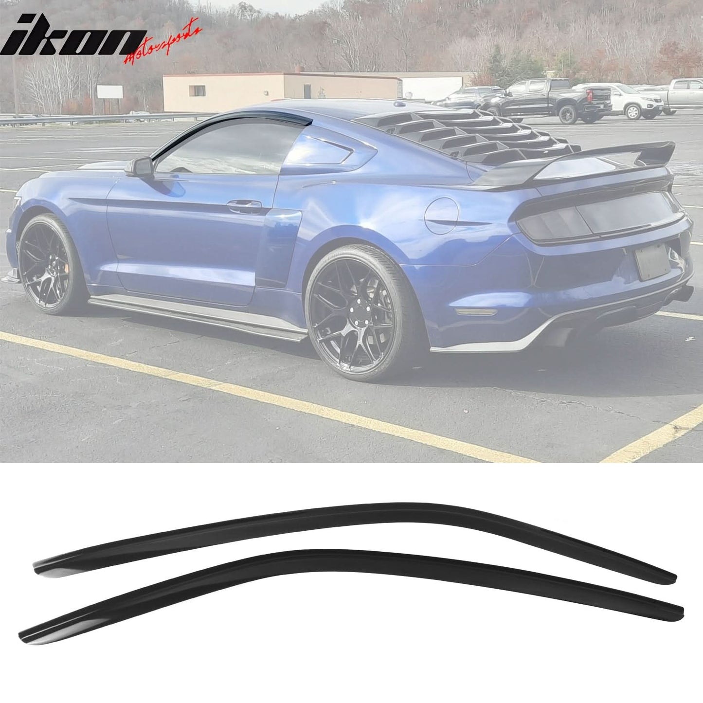 2015-2024 Ford Mustang Coupe Window Visors Slim Smoke Tinted  Acrylic