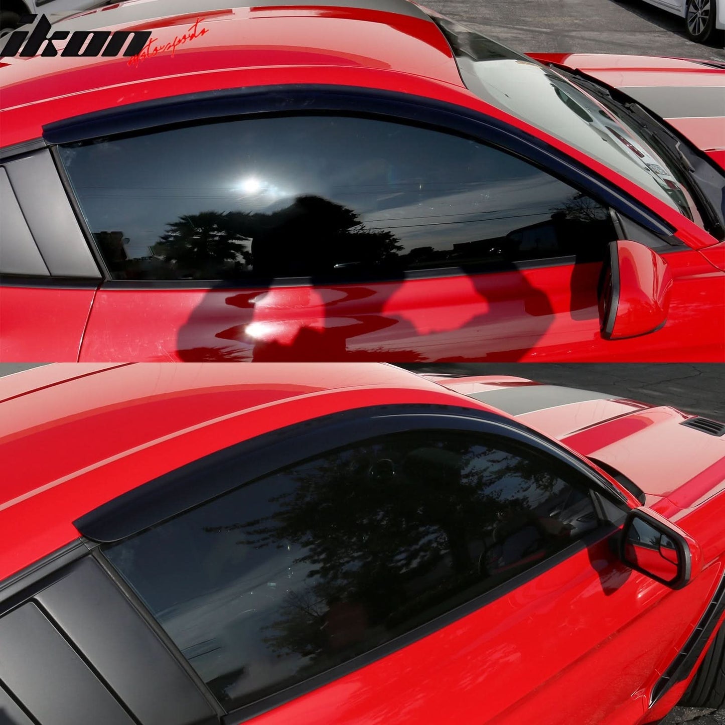 2015-2024 Ford Mustang Coupe Window Visors Slim Smoke Tinted  Acrylic