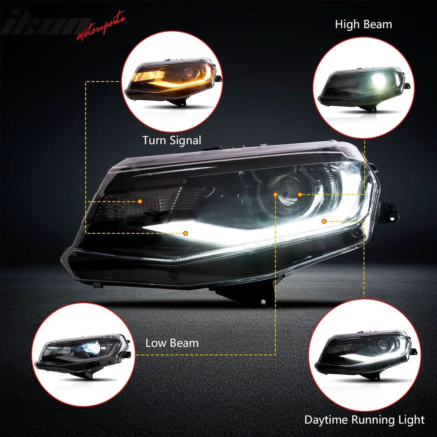 2016-2018 Chevrolet Camaro Projector DRL LED Headlights Lamps