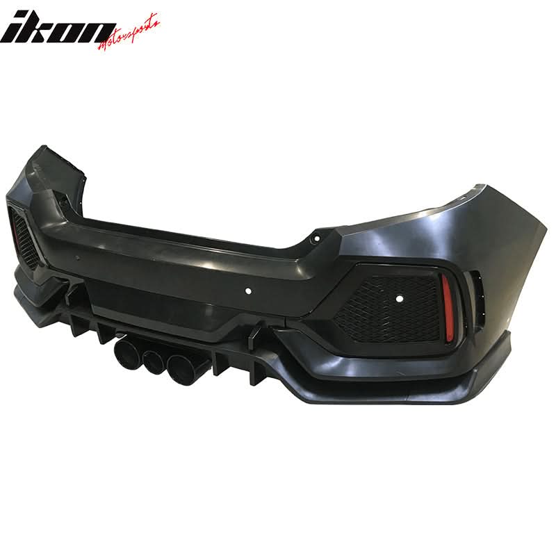 2016-2021 Honda Civic 10th-Gen CTR Rear Bumper Cover Type R Black  PP