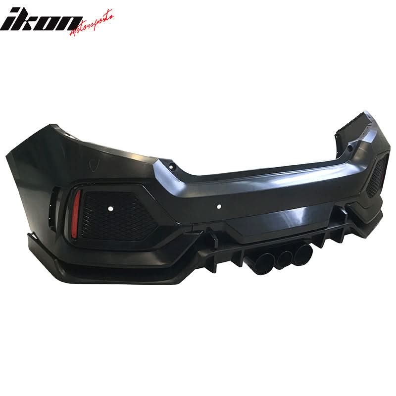 2016-2021 Honda Civic 10th-Gen CTR Rear Bumper Cover Type R Black  PP
