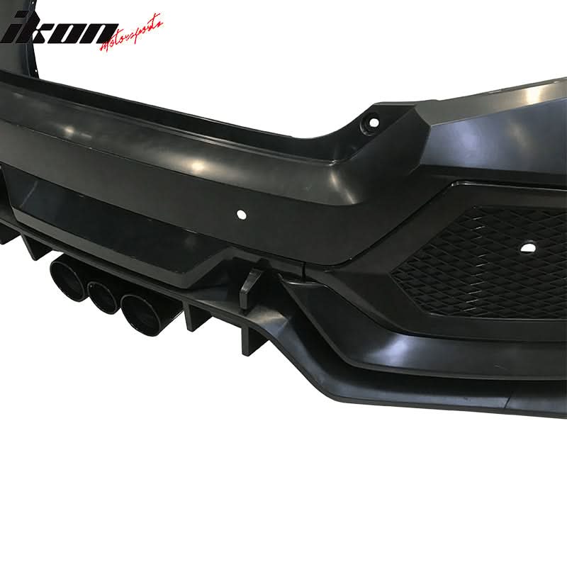 2016-2021 Honda Civic 10th-Gen CTR Rear Bumper Cover Type R Black  PP