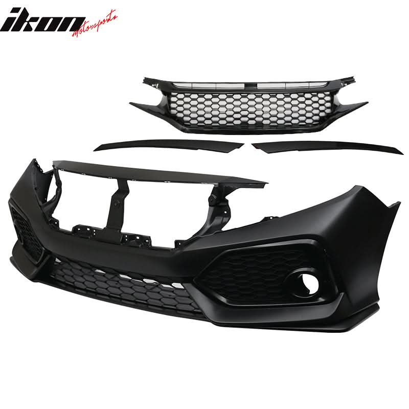2016-2021 Honda Civic OE Style Unpainted Front Bumper Cover W/ Grille