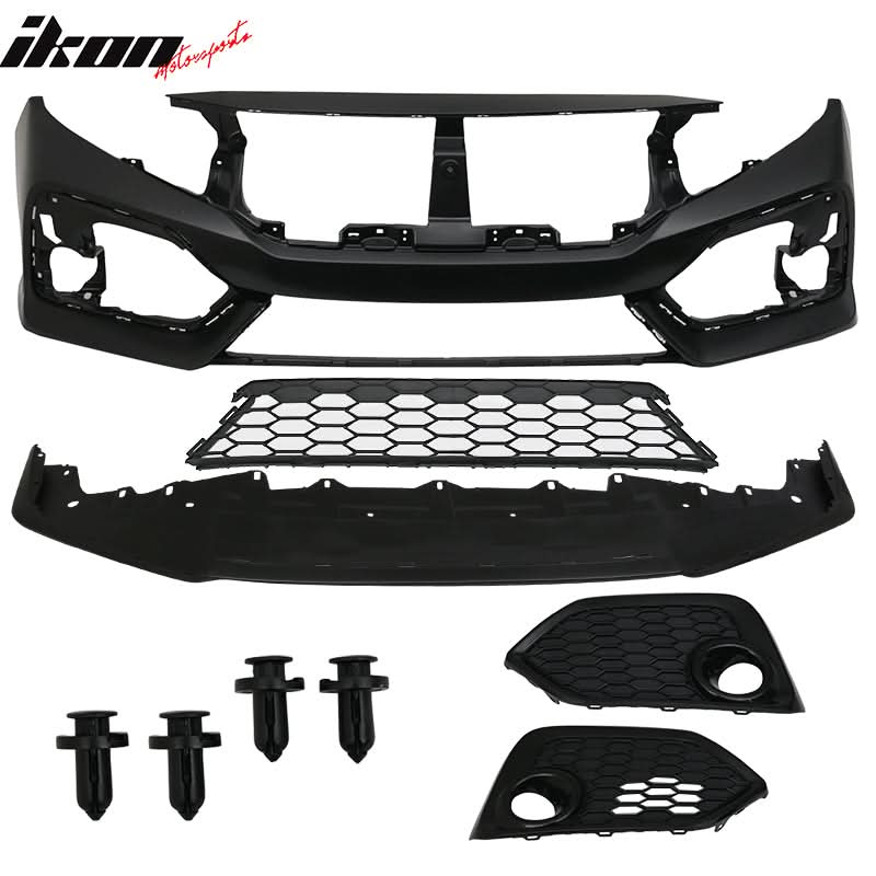 2016-2021 Honda Civic OE Style Unpainted Front Bumper Cover W/ Grille
