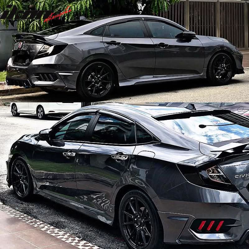 2016-2021 Honda Civic Sedan HFP Style Unpainted Black Side Skirts PP