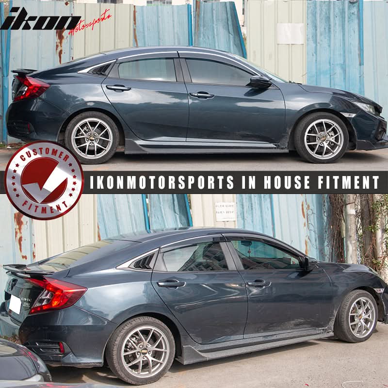 2016-2021 Honda Civic OE/Factory Style Window Visors w/ Chrome Trim PC