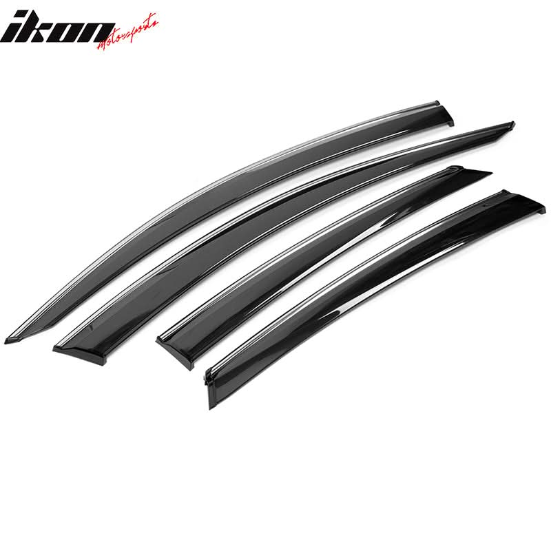 2016-2021 Honda Civic OE/Factory Style Window Visors w/ Chrome Trim PC