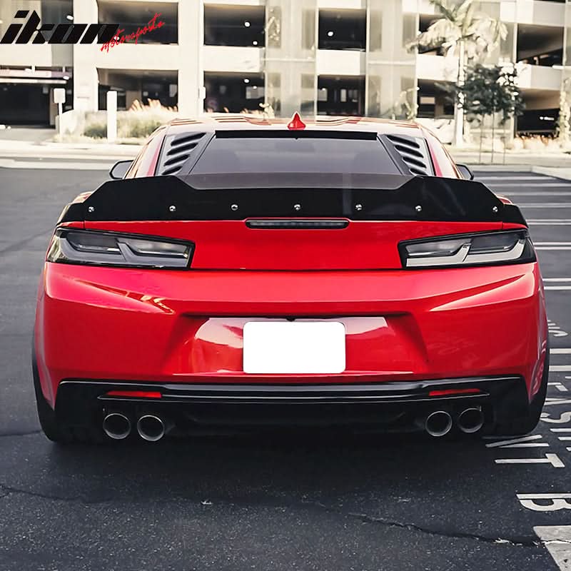 2016-2024 Chevy Camaro Black Rear Window Louvers Pair ABS
