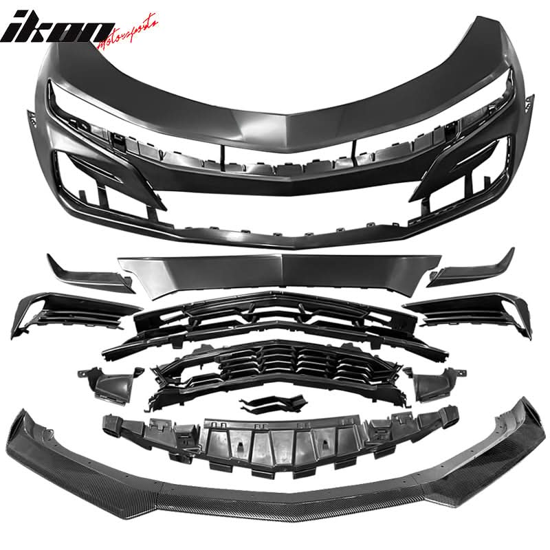2019-2024 Chevy Camaro SS Style Black Front Bumper Guard CFL Lip ABS