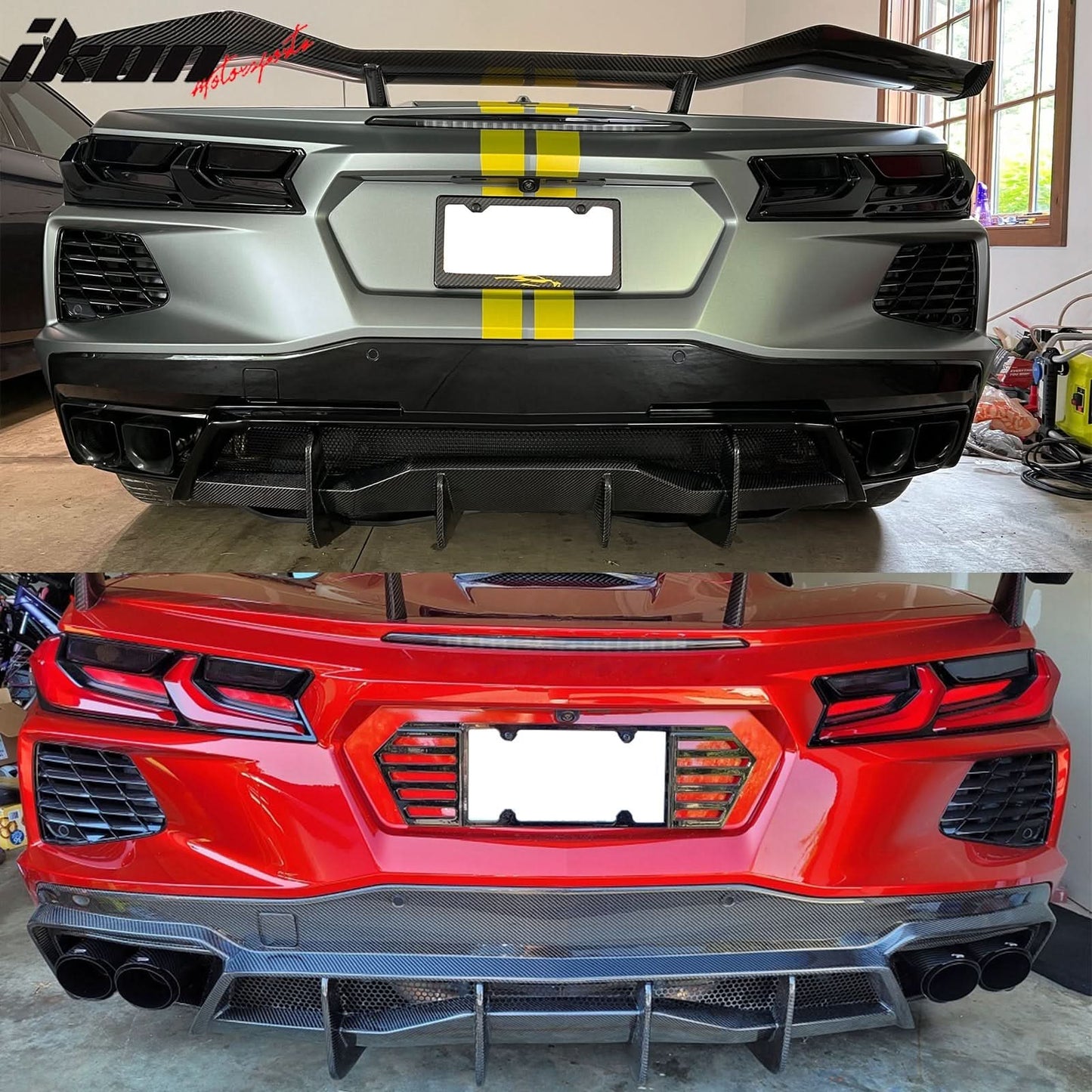 2020-2025 Chevy Corvette C8 Gloss Rear Bumper Diffuser Carbon Fiber