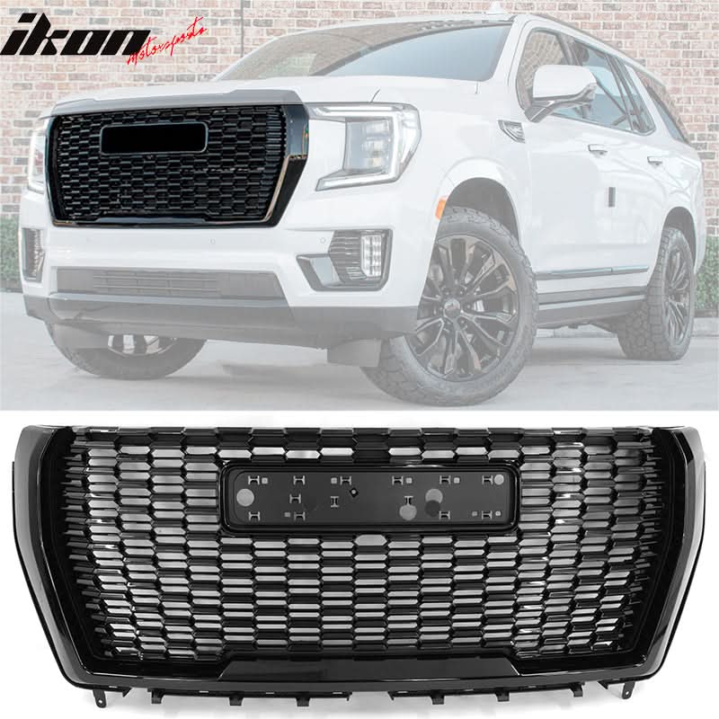 2021-2023 GMC Yukon XL Denali Style Gloss Front Grille with Hood Guard