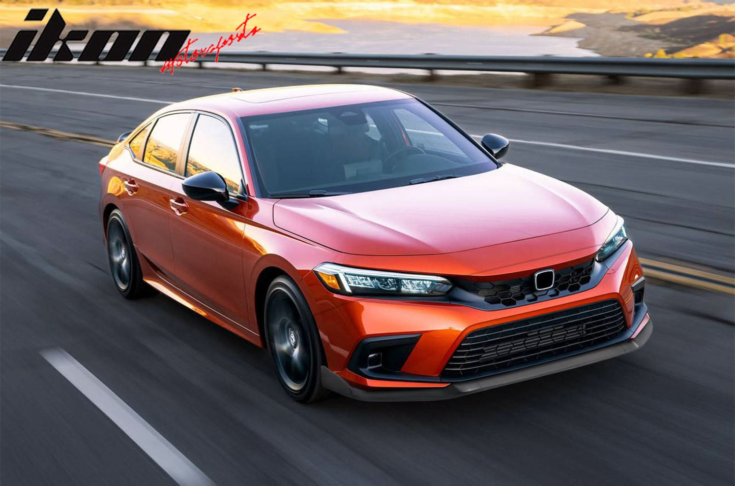 2022-2024 Honda Civic 4DR IKON Style Unpainted Front Bumper Lip PU