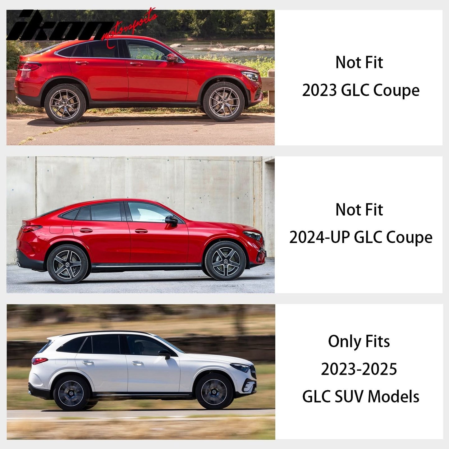 2023-2025 Benz GLC300 OE Style Black Running Board Aluminum Plastic