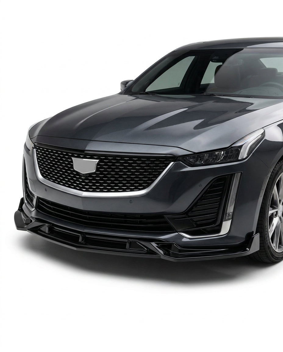 2025 Cadillac CT5 Luxury Gloss Black 3PCS Front Bumper Lip Spoiler PP