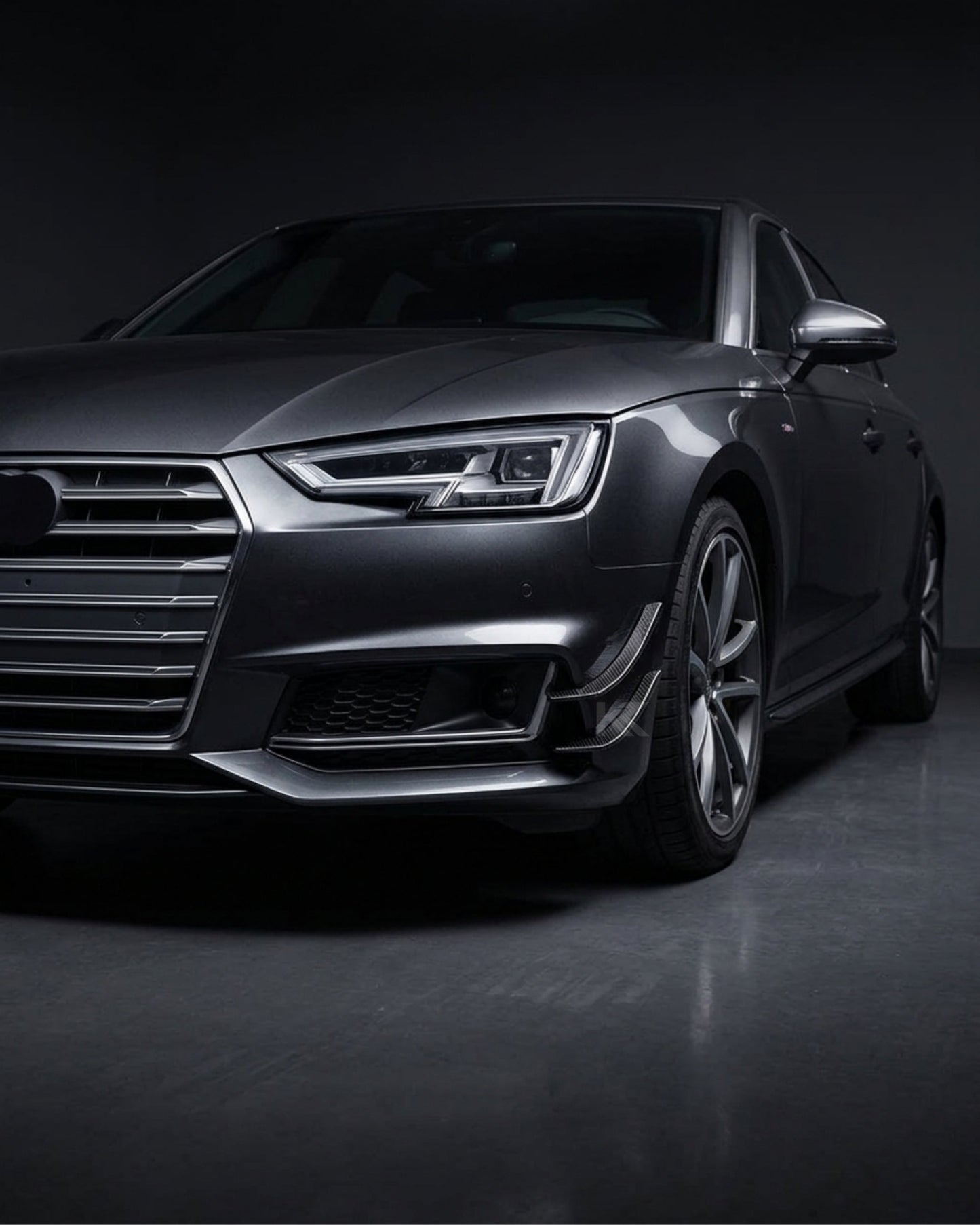 2017–2019 Audi A4 S-Line / S4 B9 Sedan Front Bumper Fins – Carbon Fiber