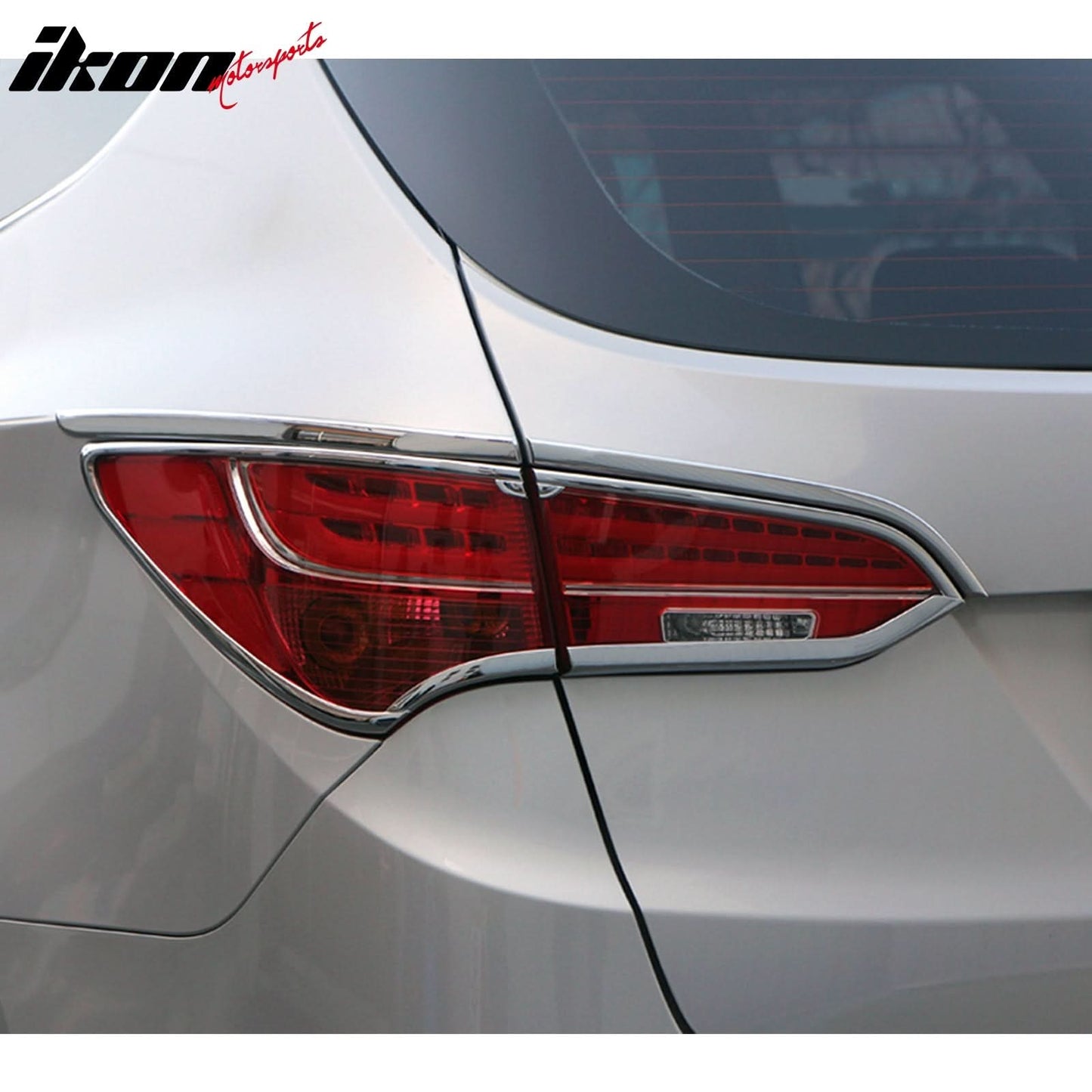 2013 Hyundai Santa Fe Chrome 4PCS Rear Tail Lights Bezel Covers ABS