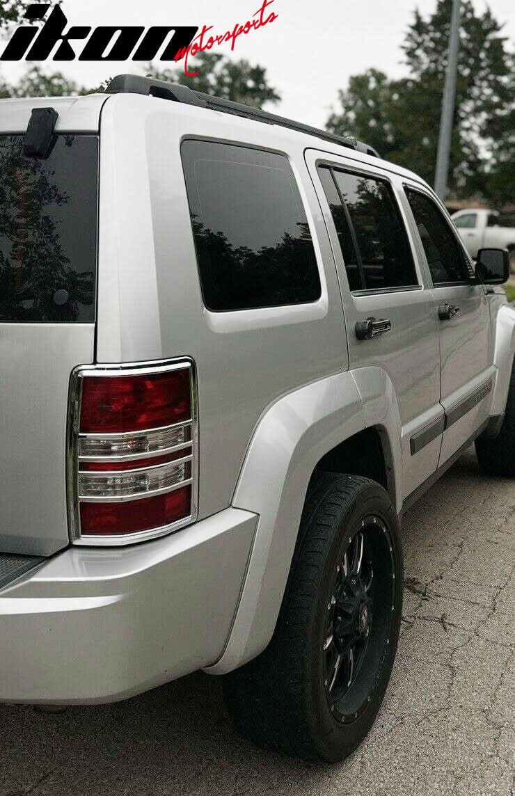 2008-2013 Jeep Liberty Chrome ABS Tail Lights Frame Bezel Trim Pair