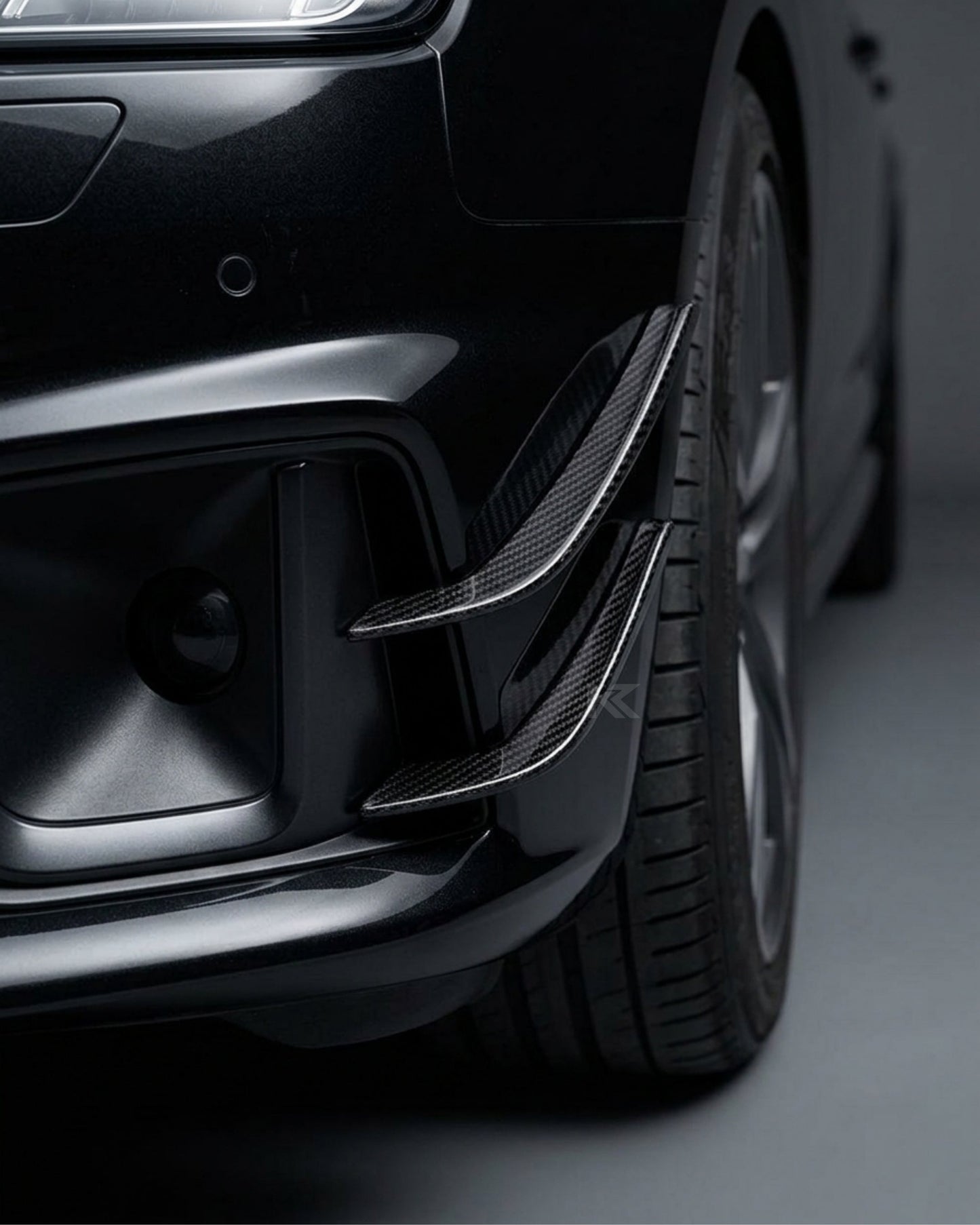 2017–2019 Audi A4 S-Line / S4 B9 Sedan Front Bumper Fins – Carbon Fiber