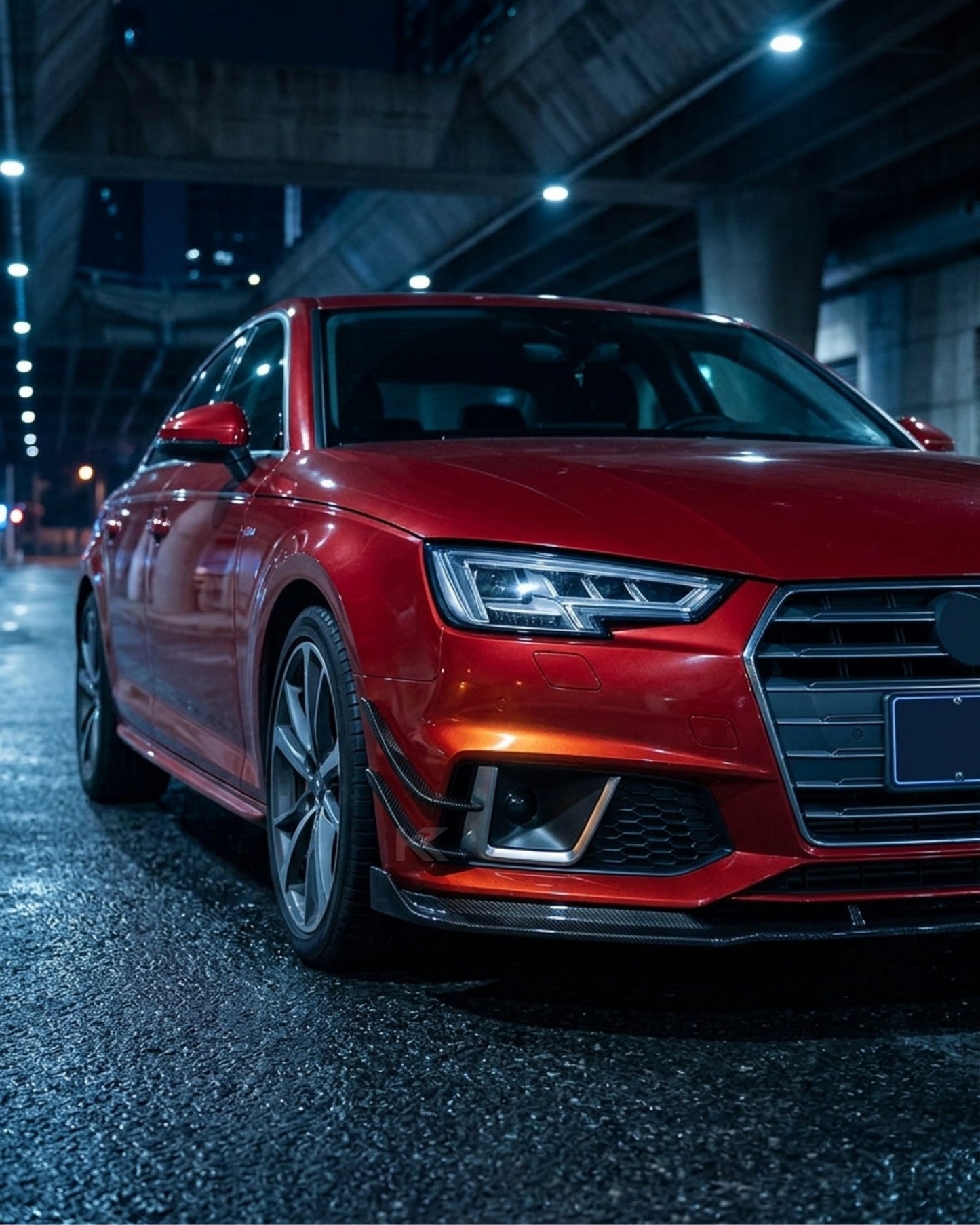 2017–2019 Audi A4 S-Line / S4 B9 Sedan Front Bumper Fins – Carbon Fiber