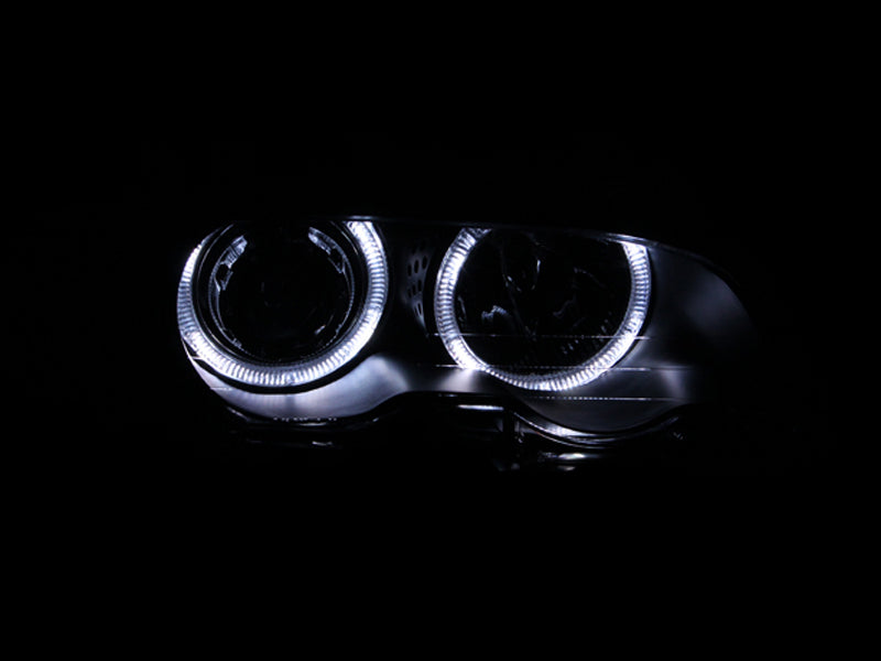 ANZO 2000-2003 BMW 3 Series E46 Projector Headlights w/ Halo Black