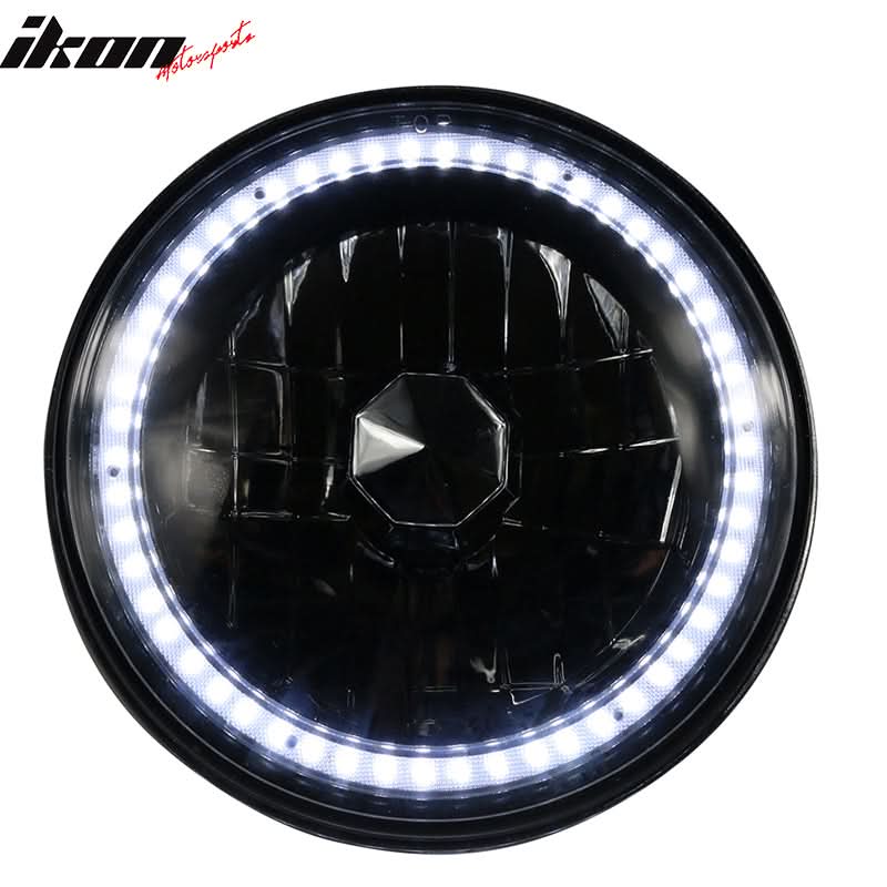 Universal 7" H6024 6014gen White Ring H4 Bulb Angel Eye Headlight