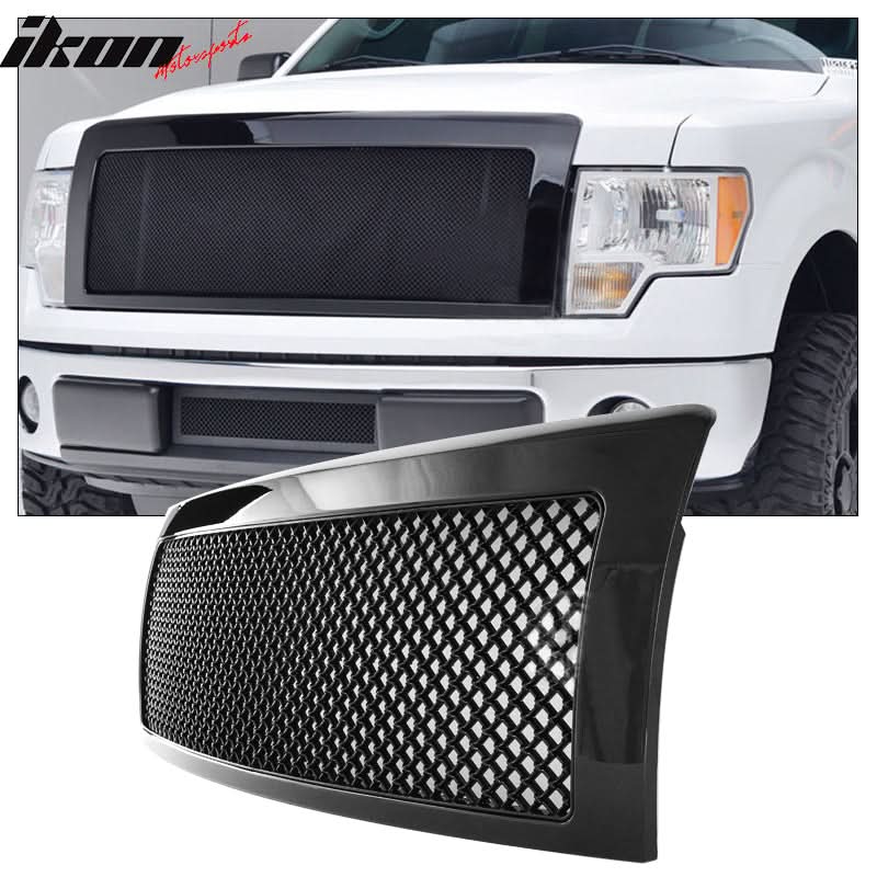 2009-2014Â Ford F-150 Gloss Black Front Upper Mesh Grille W/Shell ABS