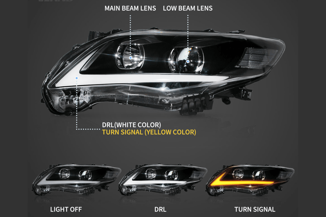 Toyota Corolla 10th Gen (E140 Wide-Body) Facelift Projector Headlights Upgrade (2011-2013)