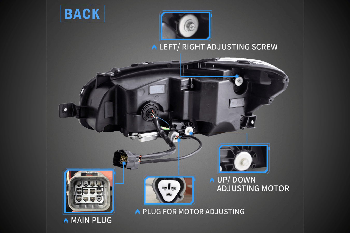 Subaru WRX & WRX STI 1st Gen (VA) Black LED Matrix Projector Headlights (2015-2021)