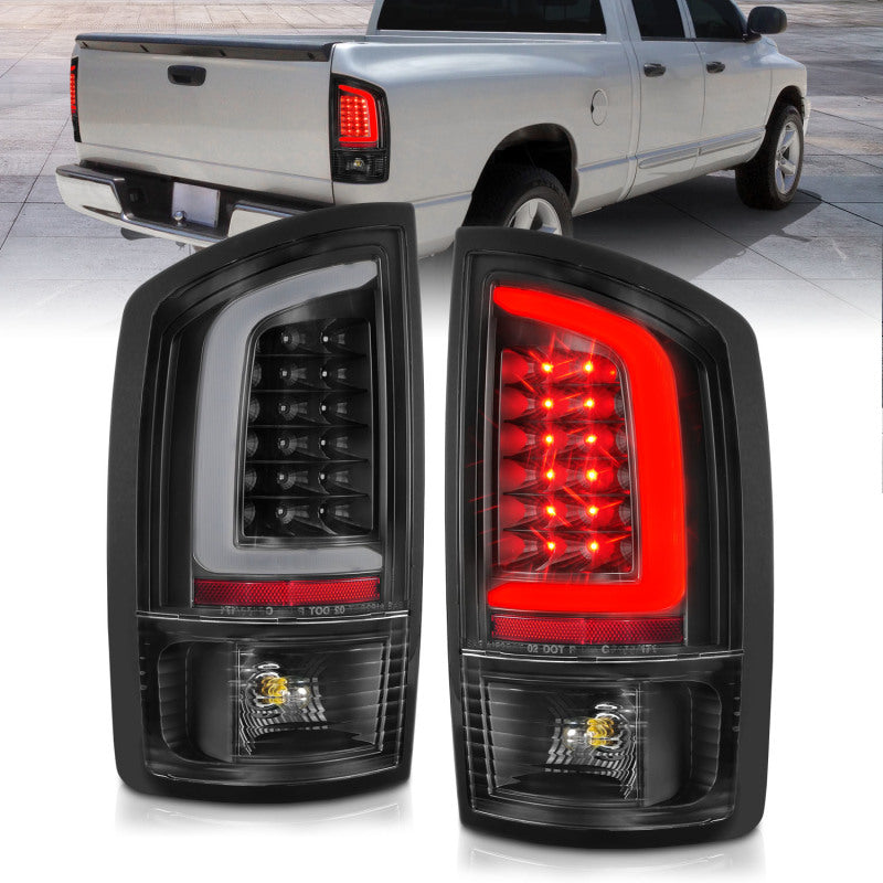 ANZO 2002-2006 Dodge  Ram 1500 LED Tail Lights w/ Light Bar Black Housing Clear Lens