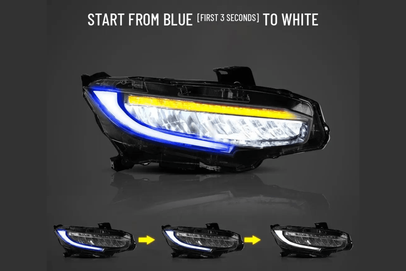 Honda Civic 10th Gen (FC/FK) Chrome LED Reflection Bowl Headlights (2016-2021)