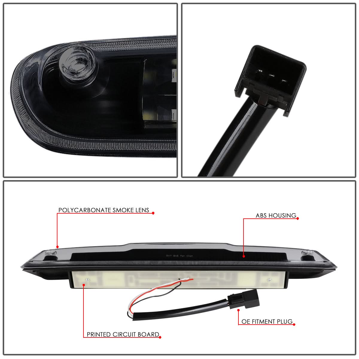 07-14 Chevrolet Silverado GMC Sierra 3D LED Third Brake Light Black