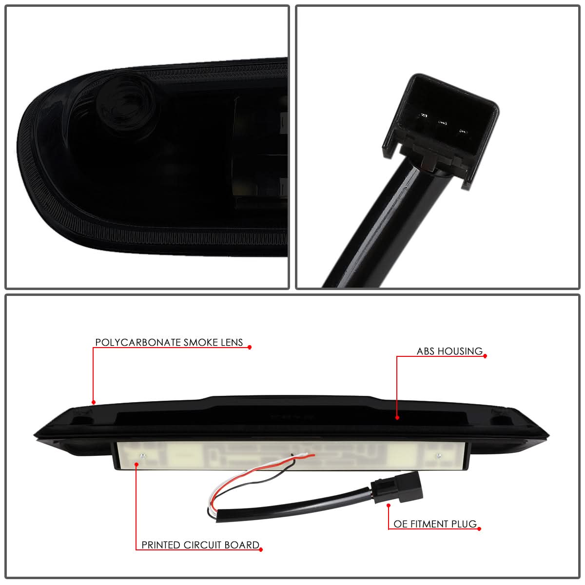 07-14 Chevrolet Silverado GMC Sierra 3D LED Third Brake Light Black