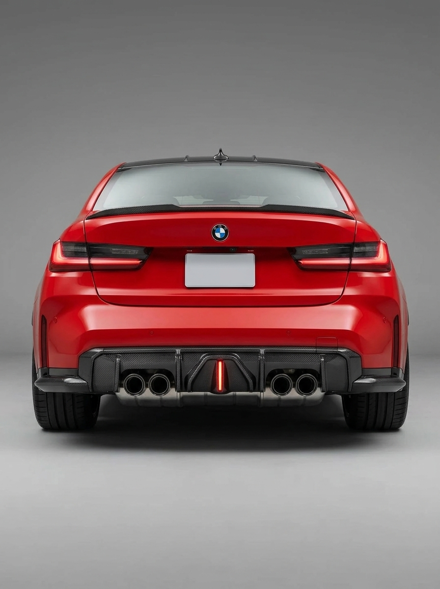 BMW 3 Series G80 M3 G82 G83 M4 Carbon Fiber Rear Diffuser with LED Lights (2019 - 2024)