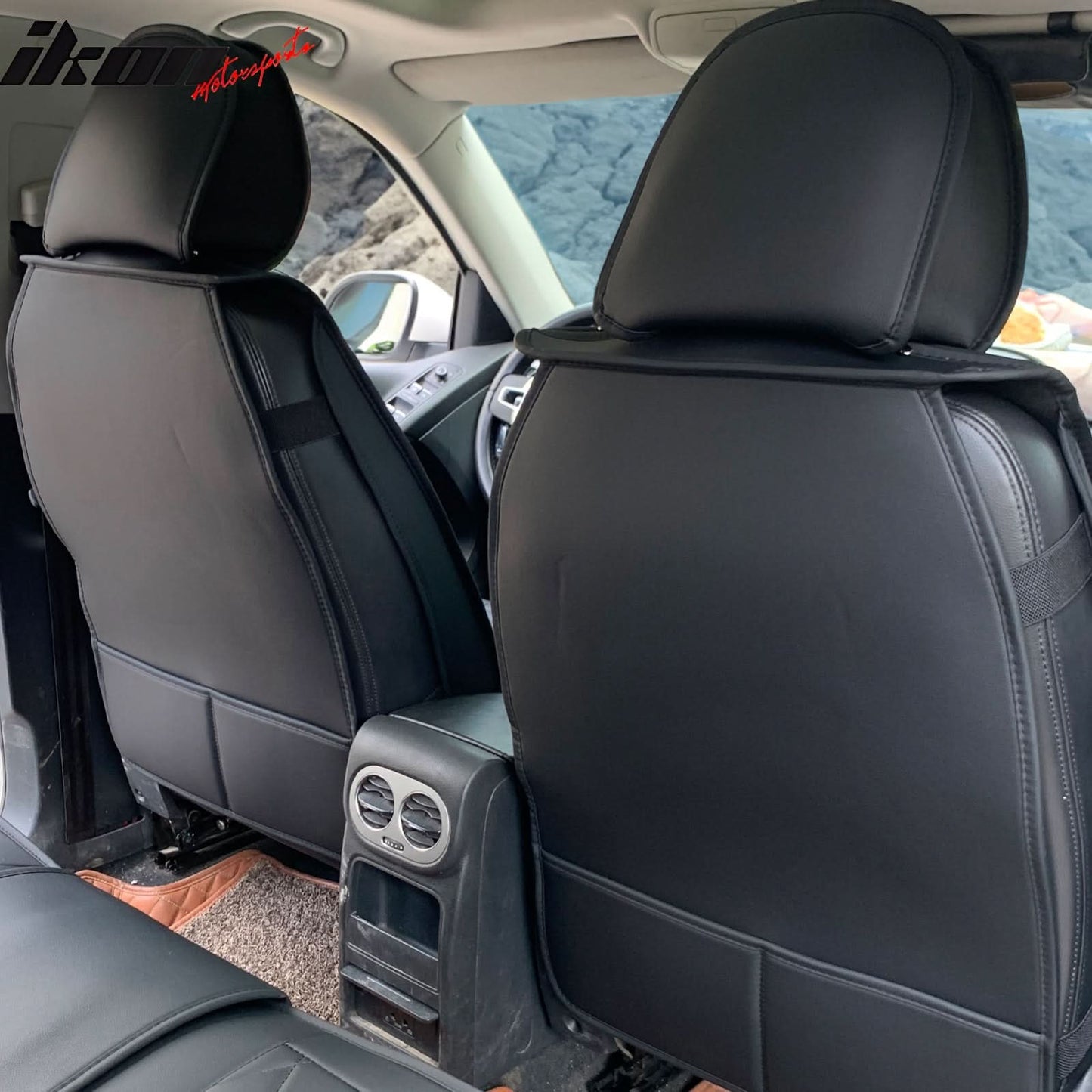 Universal PU Leather Car Seat Cover w/ Lumbar 04B Style Full Set