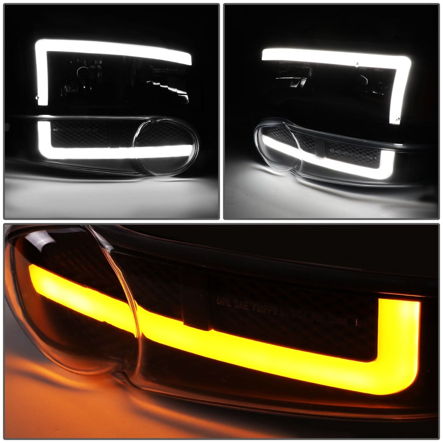 01-07 GMC Sierra / Yukon Denali LED DRL Headlights 4PC Black