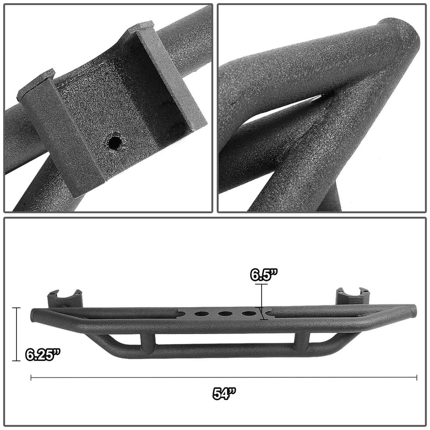 07-16 Jeep Wrangler 2 Door Rock Crawler Nerf Bar / Step Bar Black