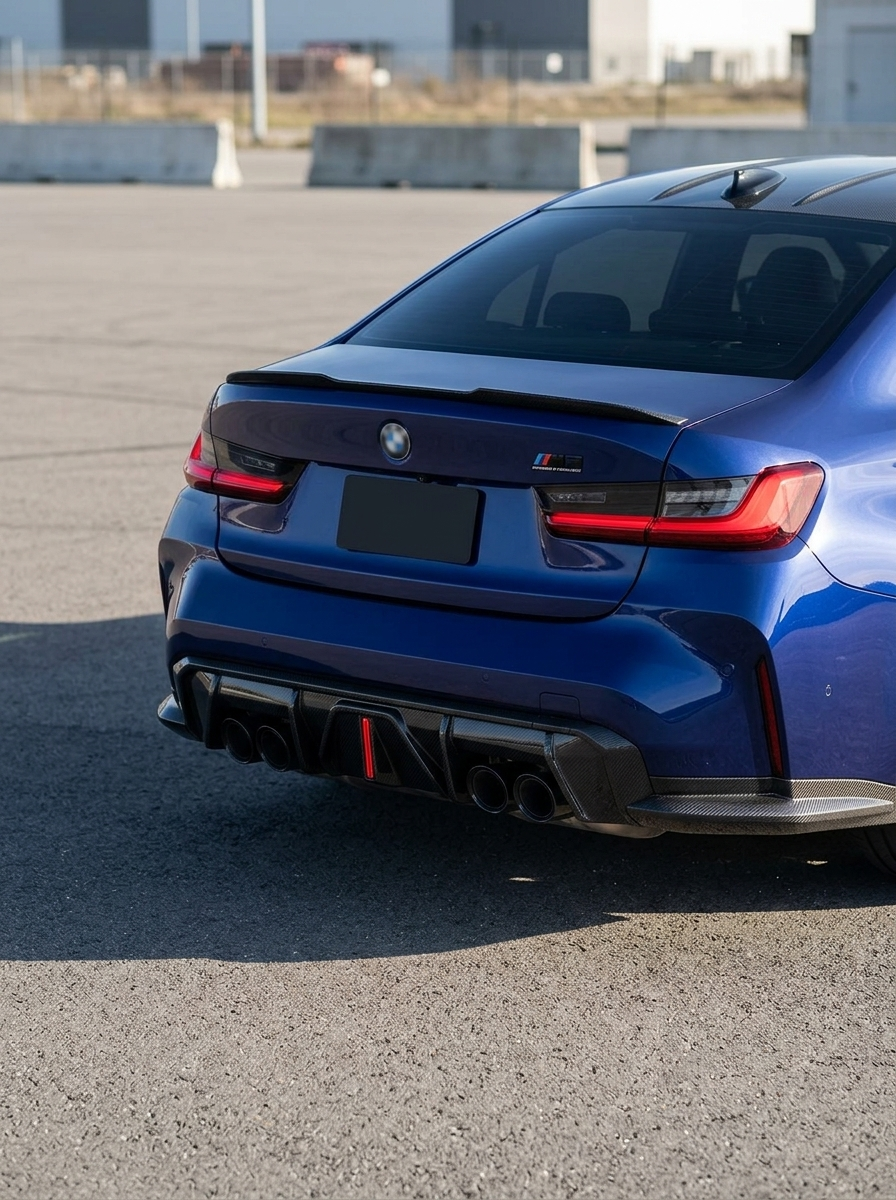 BMW 3 Series G80 M3 G82 G83 M4 Carbon Fiber Rear Diffuser with LED Lights (2019 - 2024)
