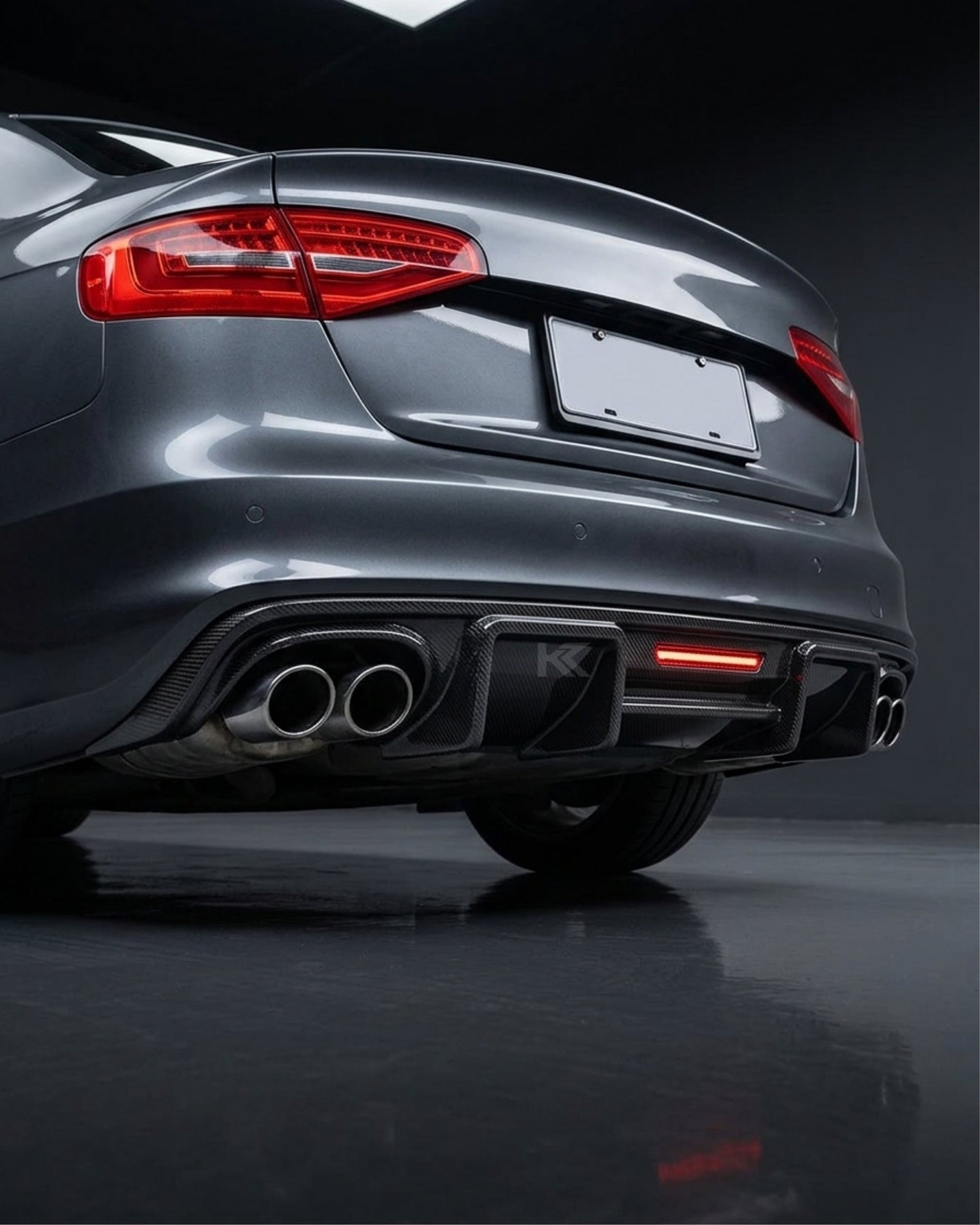 2008–2012 Audi A4 S-Line / S4 B8 Sedan Rear Bumper Lip with Integrated Brake Light – Carbon Fiber