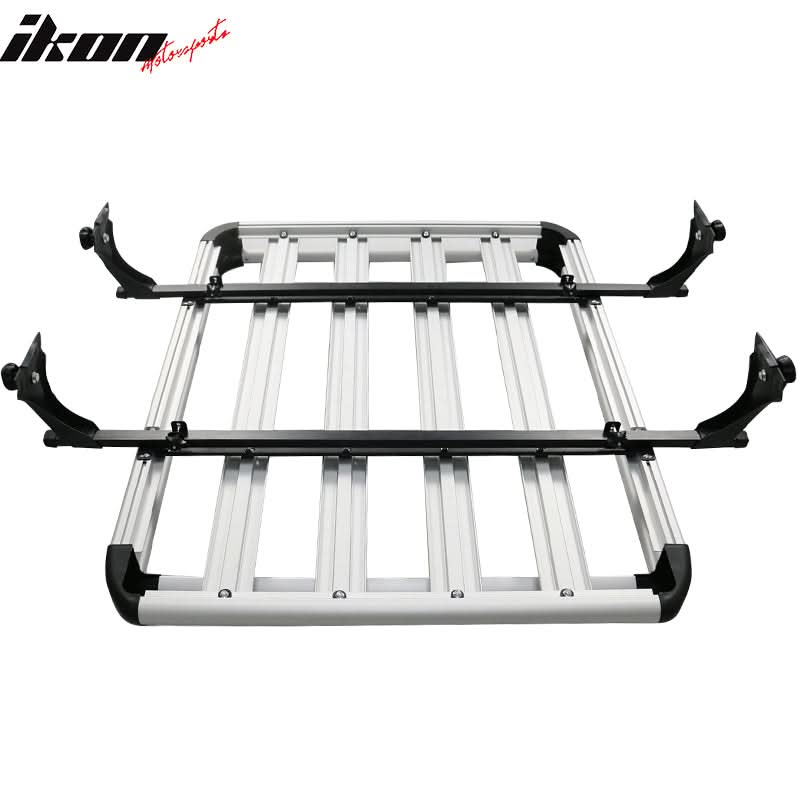 Universal Silver Roof Rack Luggage Carrier W/ Cross Bar Aluminum