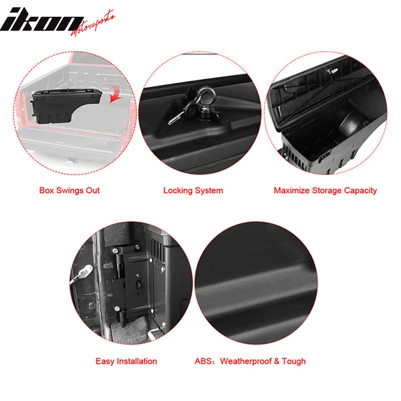 2015-2023 Ford F-150 Black Truck Bed Storage Box Driver Side ABS