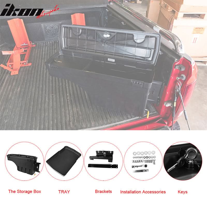 2015-2023 Ford F-150 Black Truck Bed Storage Box Passenger Side ABS