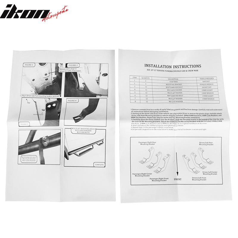 2007-2021 Toyota Tundra Crew Cab & Double Cab BCK Black Running Boards