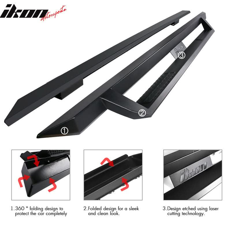 2009-2023 Dodge Ram 1500 IKON V1 Style Black Running Board Solid Steel