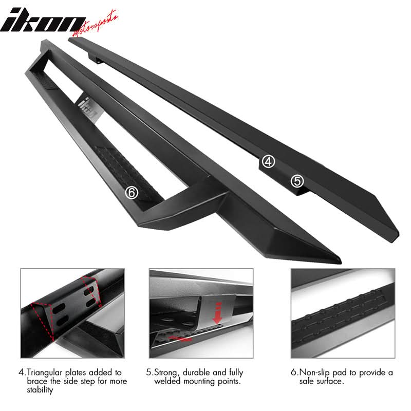 2005-2022 Toyota Tacoma Double Cab IKON V1 Black Running Boards Steel