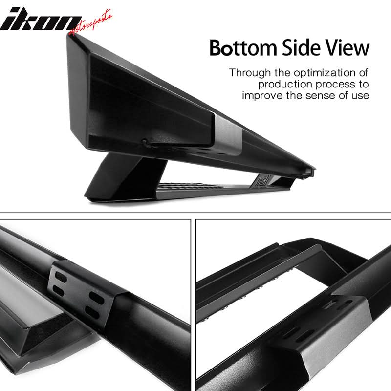2009-2014 Ford F-150 Crew Cab IKON V1 Black Running Boards Solid Steel