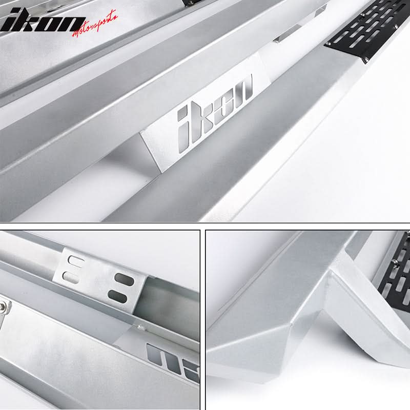 2009-2023 Dodge Ram 2500 3500 IKON V1 Silver Running Board Solid Steel