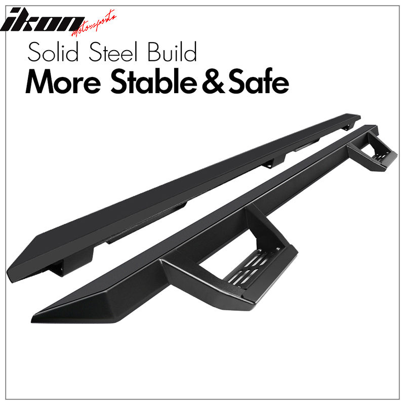 2009-2014 Ford F-150 Crew Cab IKON V2 Black Running Boards Solid Steel