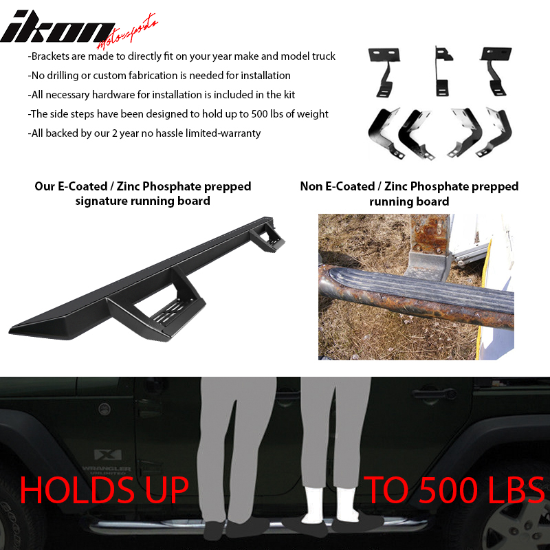 2009-2023 Dodge Ram 2500 3500 IKON V2 Black Running Boards Solid Steel