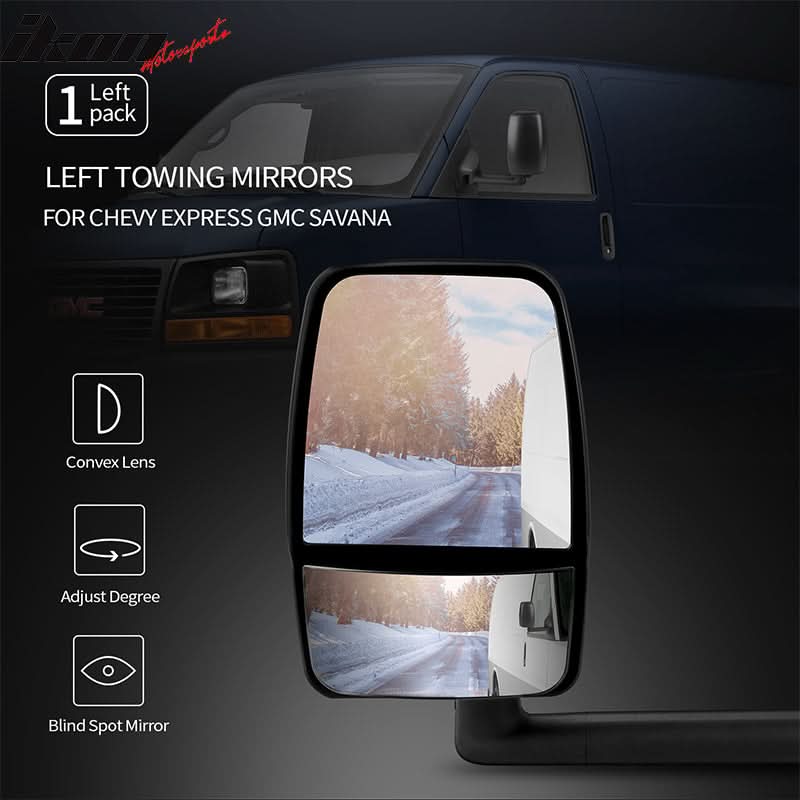 2003-2017Â Chevy Express GMC Savana Side View Tow Mirrors Textured