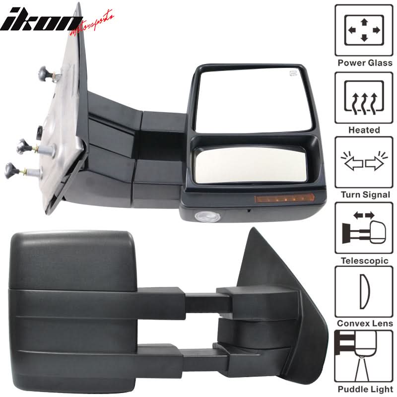 2007-2014Â F150 Tow Mirrors Power Heated Turn Signal Puddle Light 2PC